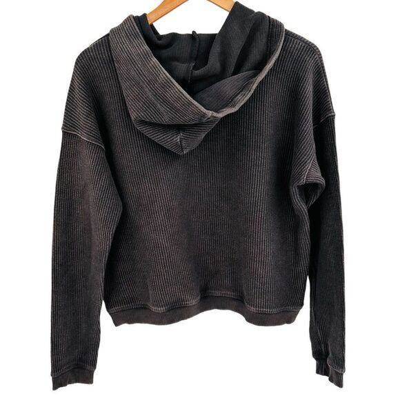 Aerie dark charcoal gray cropped hooded sweatshirt size xsmall - Picture 2 of 6